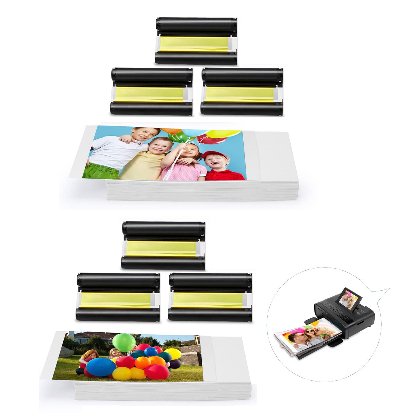 2 Pack KP-108IN Compatible with Canon Selphy CP1500 Photo Paper and Cartridge for Selphy CP1300 CP1200 CP1000 CP910 CP900 CP Photo Printer, 216 Paper (100 x 148mm) + 6 Cartridges