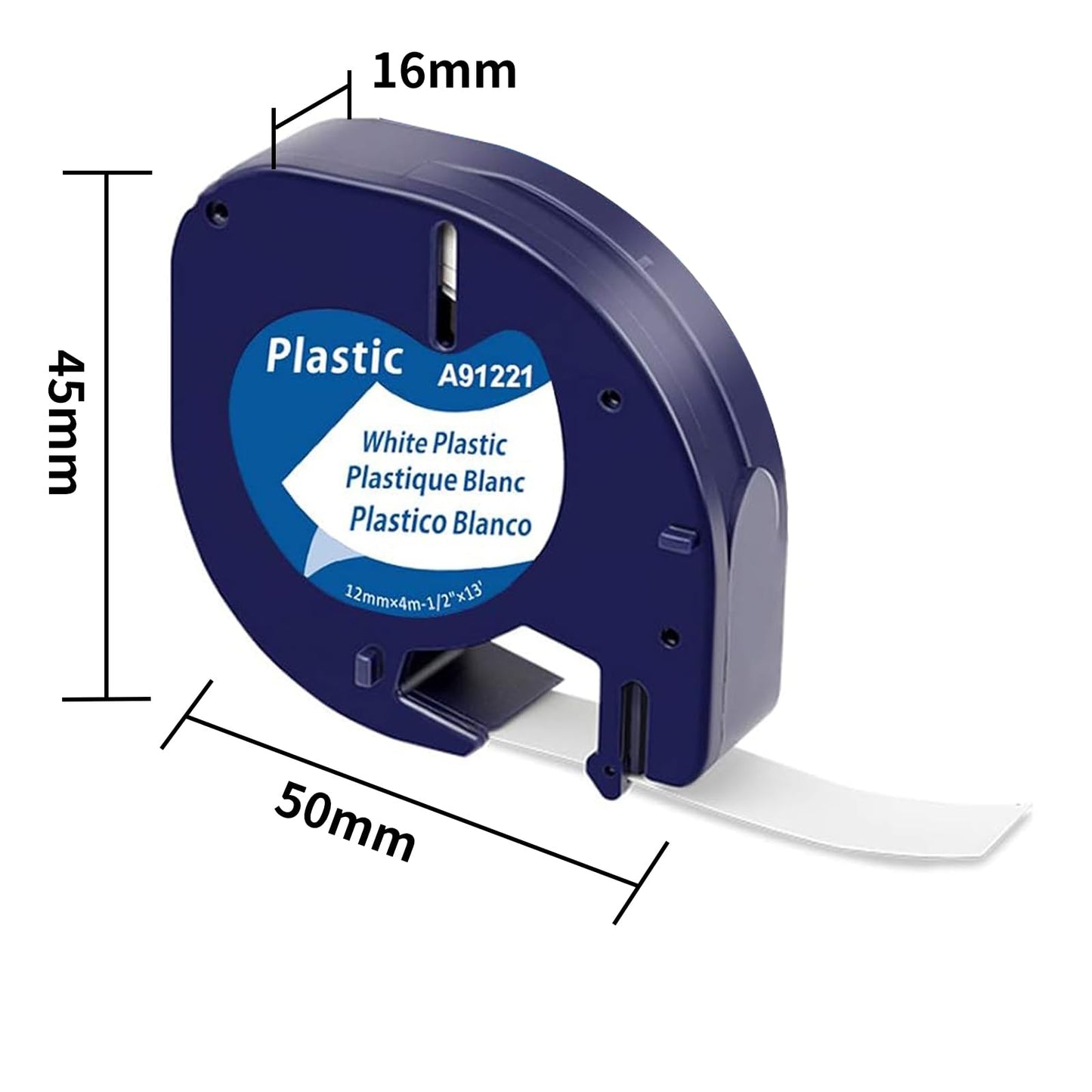 MarkField Kompatible Etikettenband als Ersatz für Dymo Letratag Kunststoff Schriftband 91221 12mm x 4m für LT-100H LT-100T XR XM 2000 Plus, Schwarz auf Weiß (Letratag Plastic White Label)