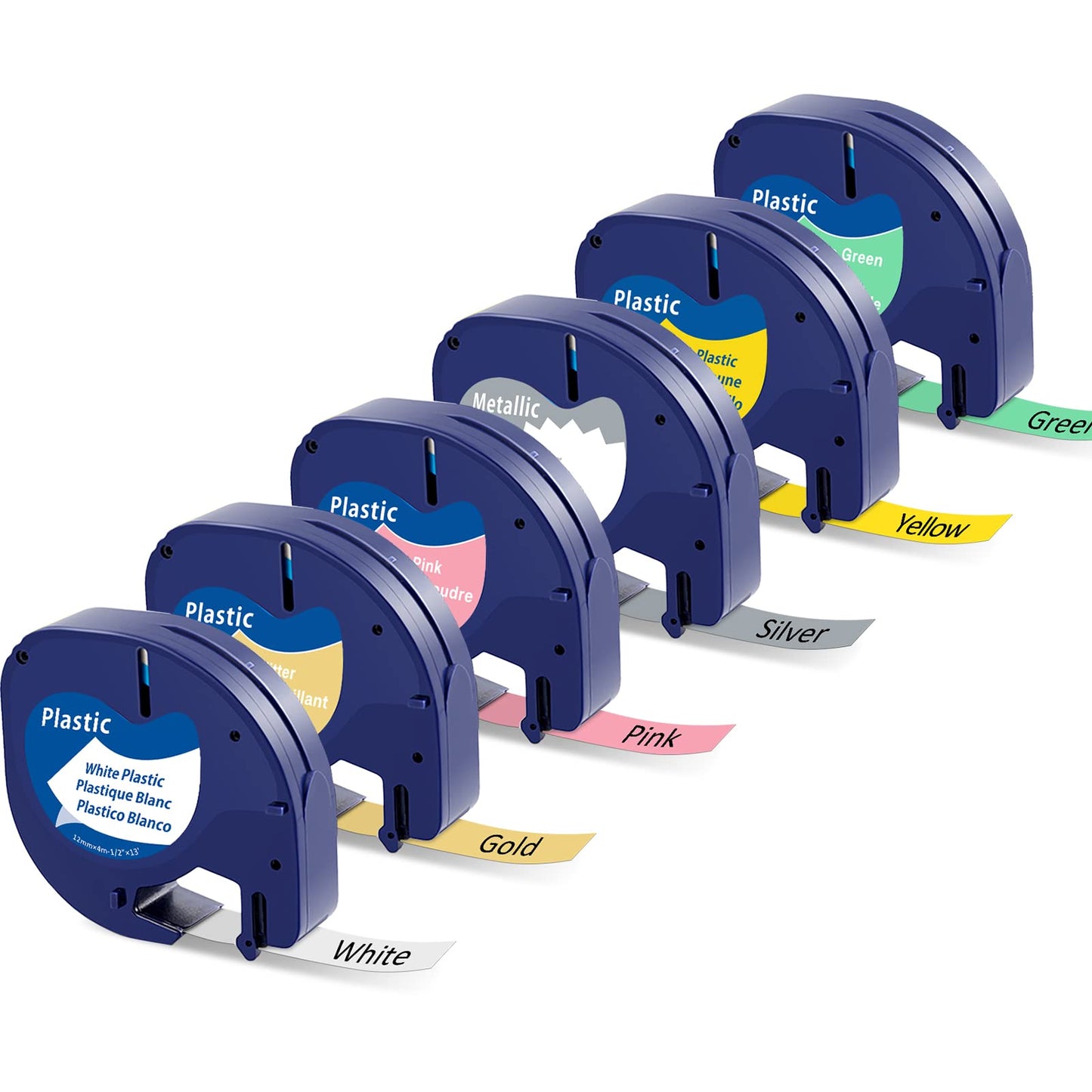 6x MarkField Kompatible für Dymo Letratag 200B Etikettenband 12mm x 4m Schriftband, Kompatibel mit Dymo Letratag XR Band für Letratag LT-100H LT-100T Plus XR XM QX50 200B