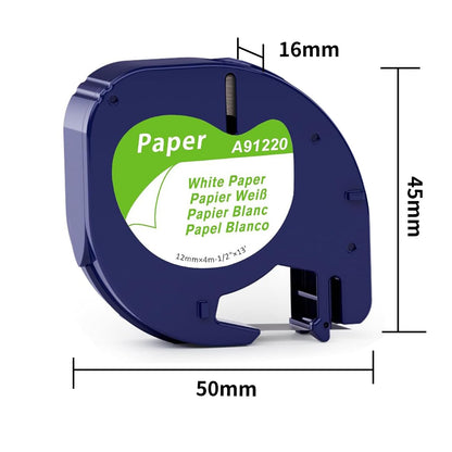 5x MarkField Kompatible für Dymo Letratag Etikettenband 12mm x 4m, Kompatibel mit Dymo Letratag Etiketten für Dymo LetraTag 200B LT-110T LT-100T Plus XR XM