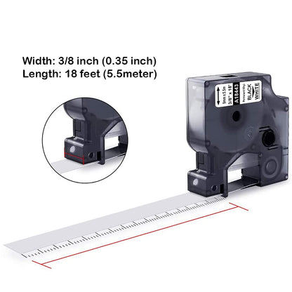 4X MarkField Compatible Label Tape Replacement for Dymo Rhino 18443 9mm x 5.5m Industrial Vinyl Labels Self-Adhesive 0.35in Tape for Rhino 4200 5200 6000 1000 3000 5000 ILP219, Black on White