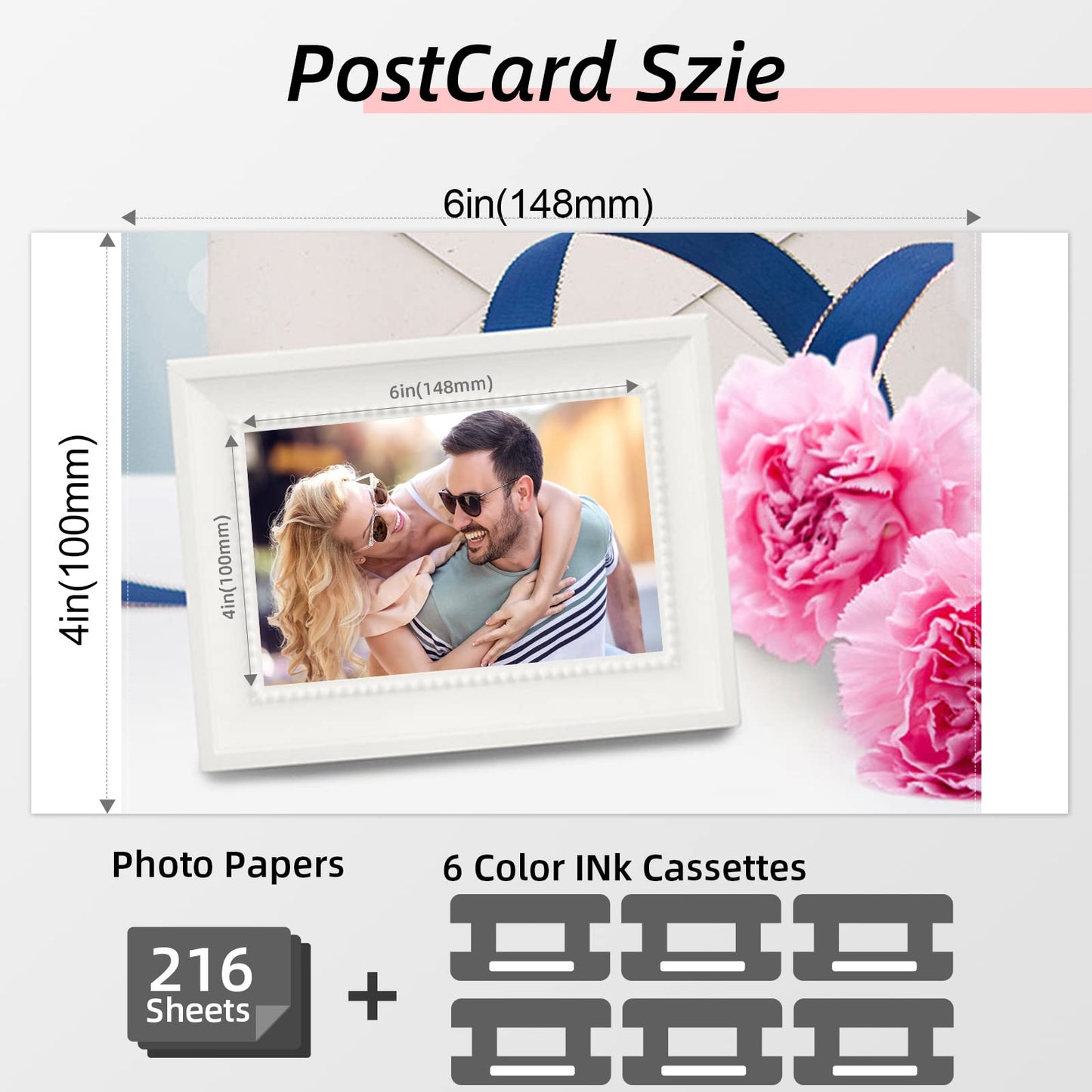 2 Pack KP-108IN Compatible with Canon Selphy CP1500 Photo Paper and Cartridge for Selphy CP1300 CP1200 CP1000 CP910 CP900 CP Photo Printer, 216 Paper (100 x 148mm) + 6 Cartridges