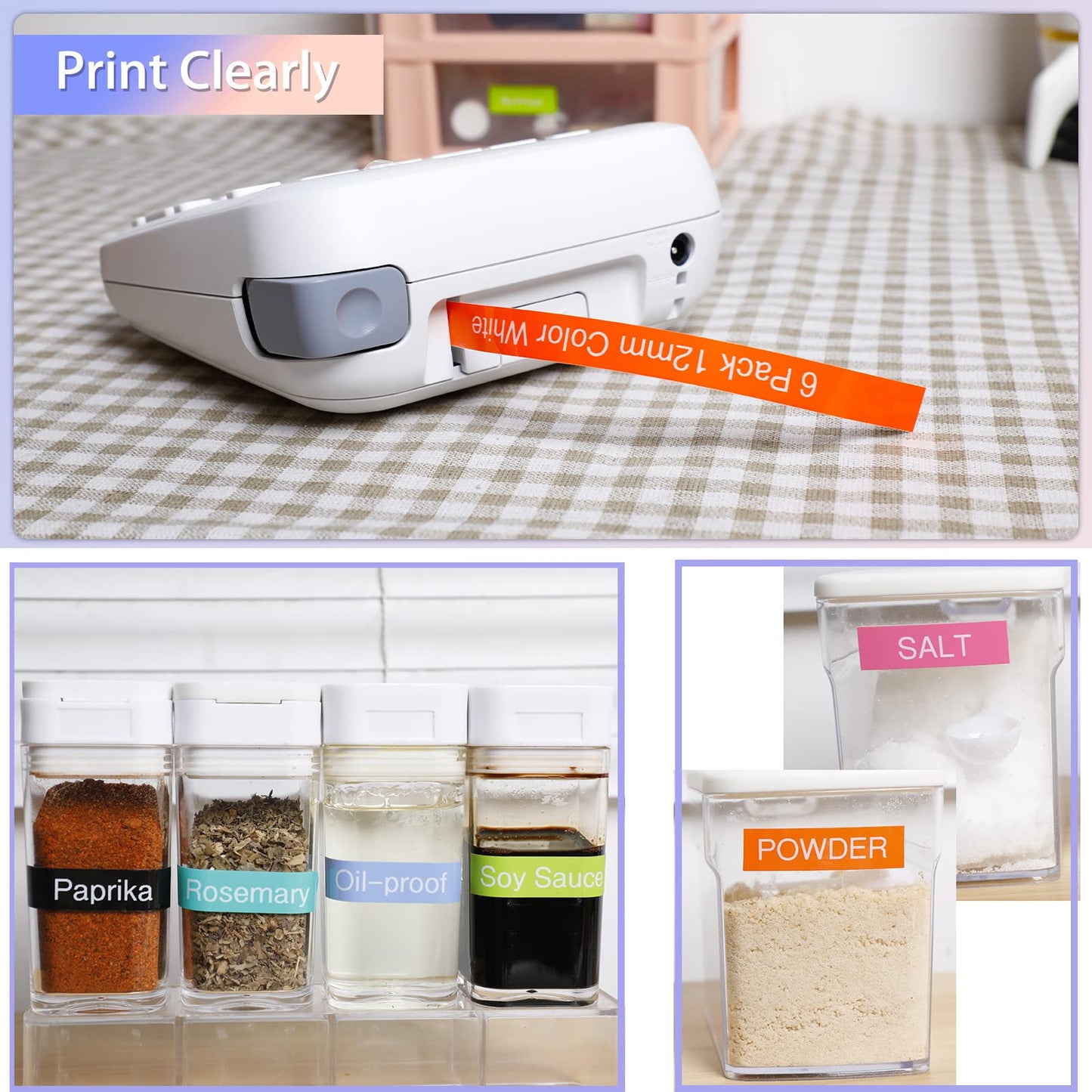 MarkField 6x Compatible Ruban Remplacement pour Brother P-Touch TZ TZe 12mm x 8m 0,47 laminés étiquette pour PT-H105 H101C H110 H200 H100LB/R 1000 1010 1080 D200 D400 E100 P300BT Cube