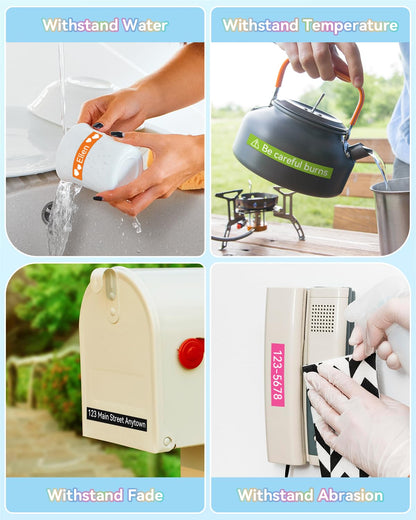 MarkField 6x Compatible Ruban Remplacement pour Brother P-Touch TZ TZe 12mm x 8m 0,47 laminés étiquette pour PT-H105 H101C H110 H200 H100LB/R 1000 1010 1080 D200 D400 E100 P300BT Cube