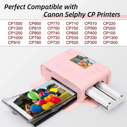 2 Pack KP-108IN Compatible with Canon Selphy CP1500 Photo Paper and Cartridge for Selphy CP1300 CP1200 CP1000 CP910 CP900 CP Photo Printer, 216 Paper (100 x 148mm) + 6 Cartridges