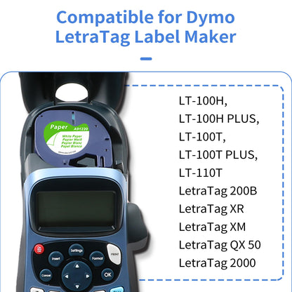 5x MarkField Nastro per Etichette Compatibile per Dymo Letratag Etichette in Carta Nera su Bianco, Compatibile per Dymo Ricarica Letra Tag Etichette per Letratag LT-110T LT-100H QX50 Plus 200B