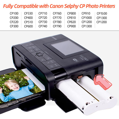 MarkField Compatible KP-108IN Papel Fotográfico Reemplazo Canon Selphy KP108in CP CP1500 CP1300 CP1200 CP1000 CP910 CP810 CP780, 3115B001 (AA) Tinta 3 cartuchos 108 hojas Papel, 148x100mm