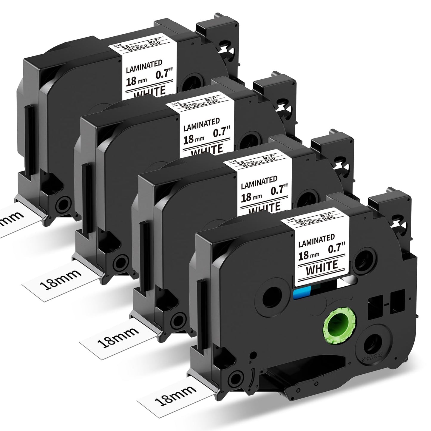 MarkField Kompatibel Schriftband Ersatz für Brother P-Touch Bänder TZ TZe-241 18mm 0,7 Laminated Etikettenband Schwarz auf Weiß für Ptouch PT-550 D400 D450 D600 P700 P910BT 2430PC, 4 Pack